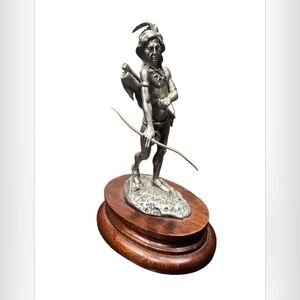 Vintage Polland Chilmark Mandan Hunter Fine Pewter Indian Sculpture 1979